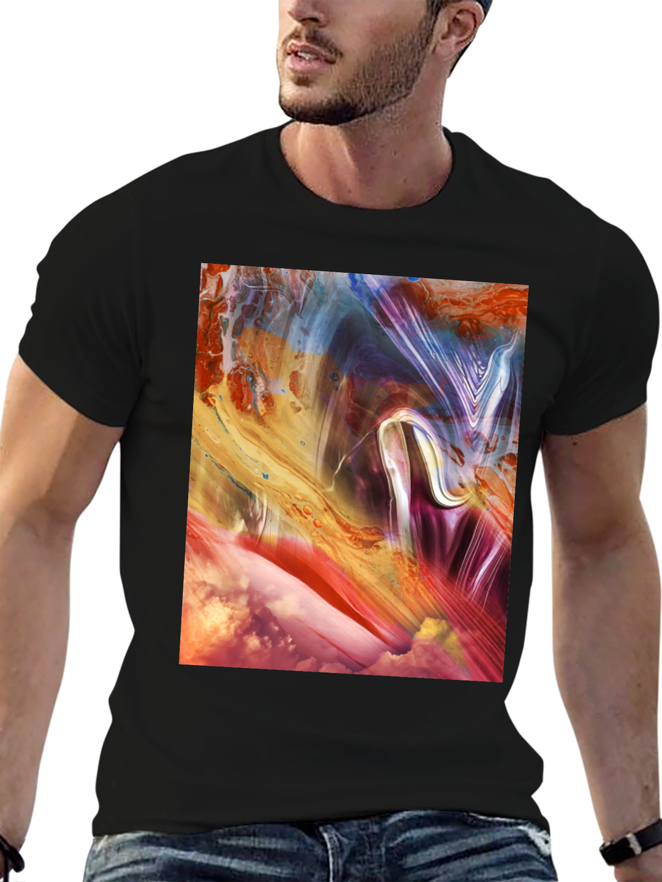 Abstract Art Black T-Shirt - Modern Style