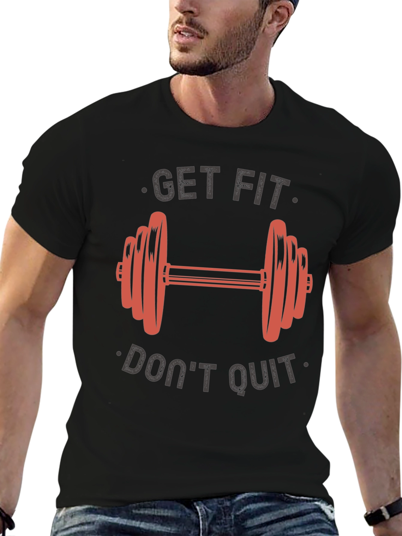 Get Fit Dont Quit Graphic T-Shirt - Gym Motivation