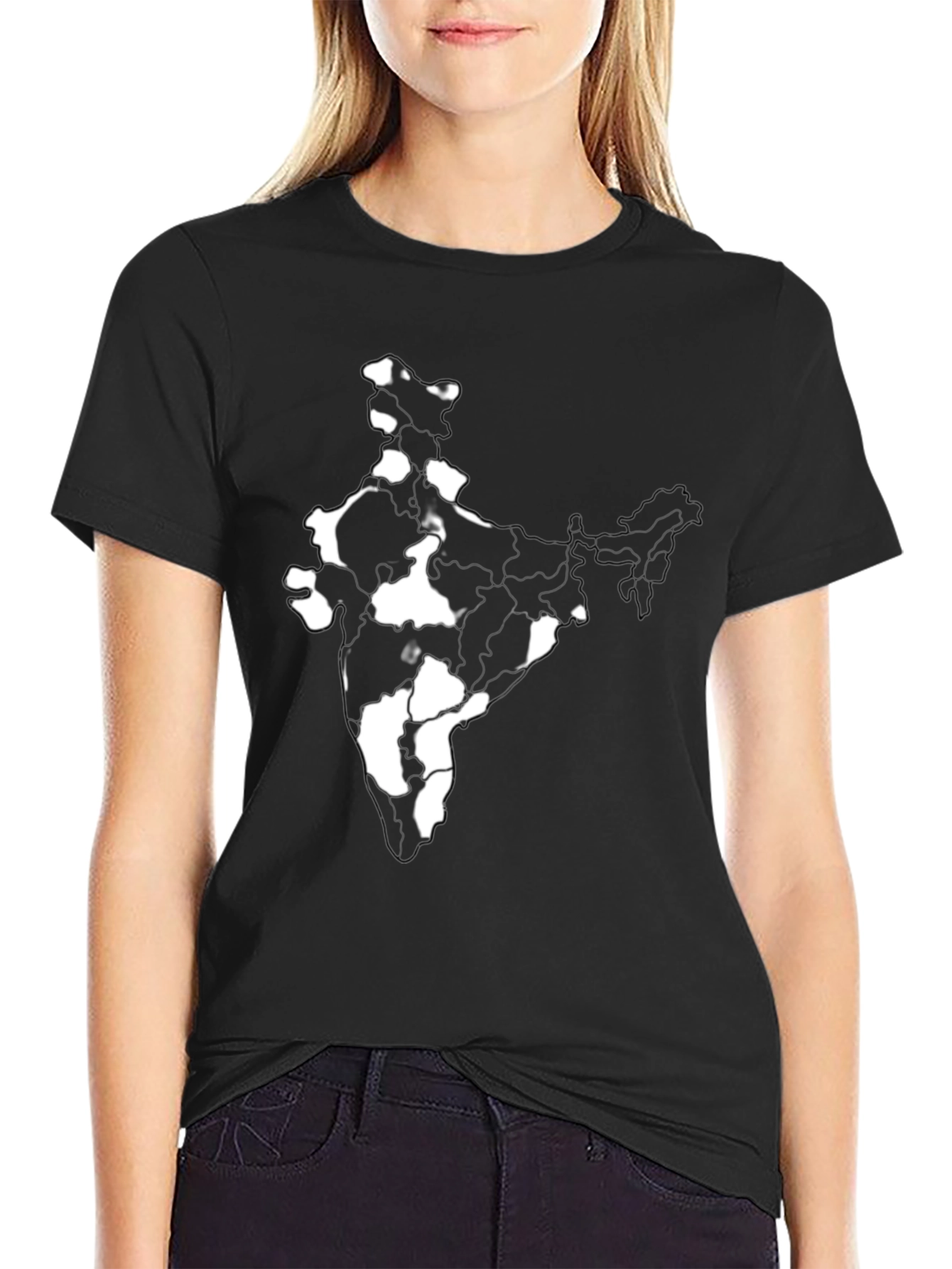 India Map Graphic Tee - Black Cotton T-Shirt