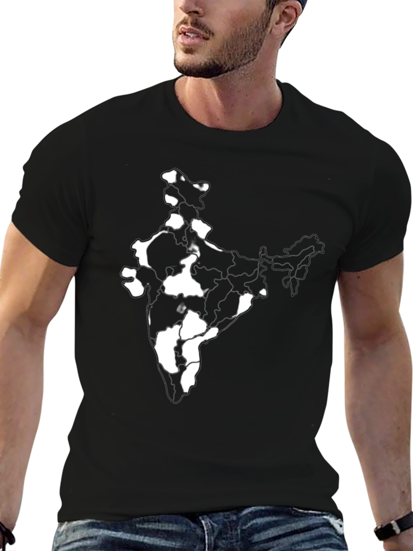 India Map Graphic Tee - Black Cotton T-Shirt