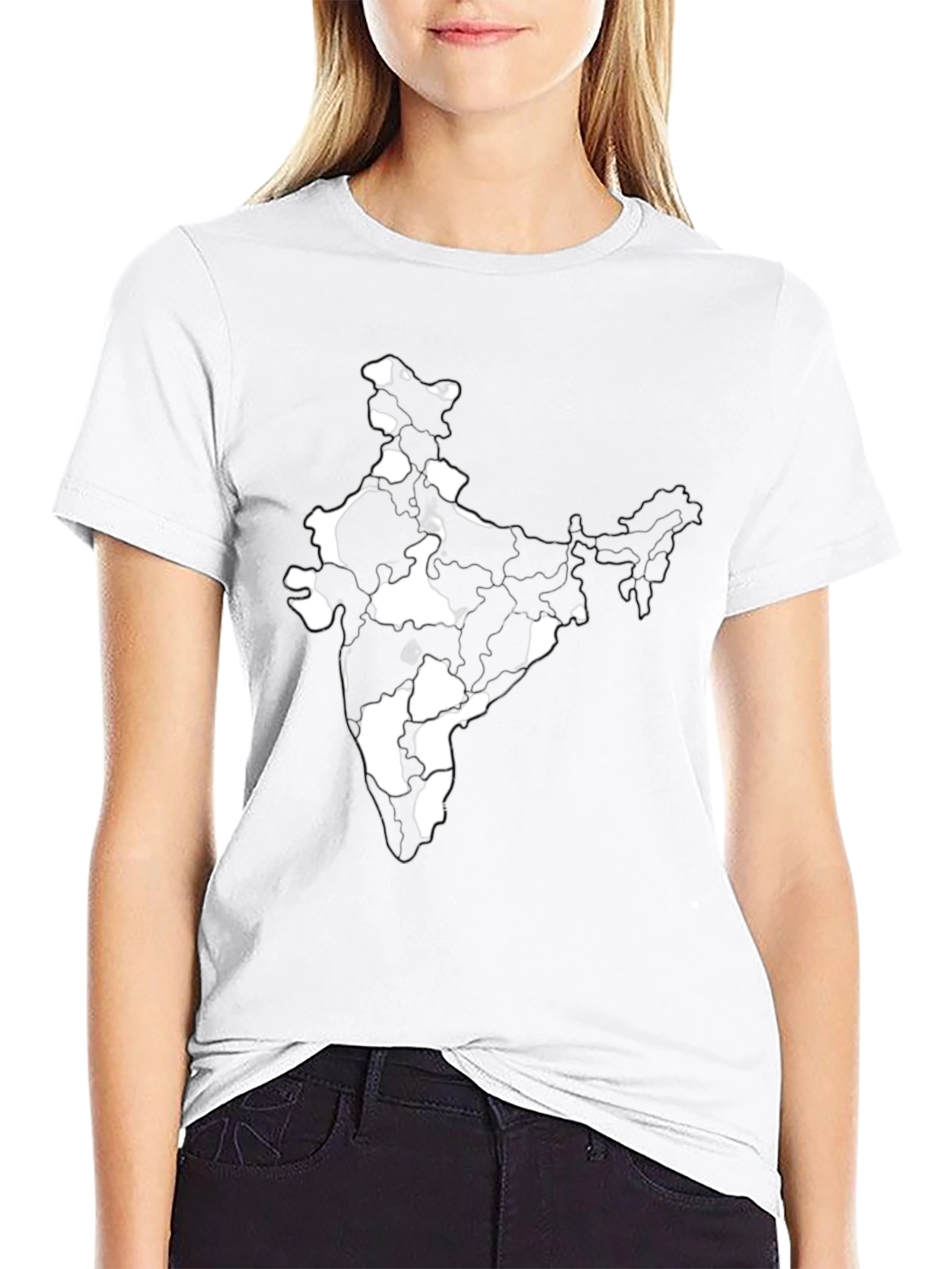 India Map Graphic Tee - Black Cotton T-Shirt