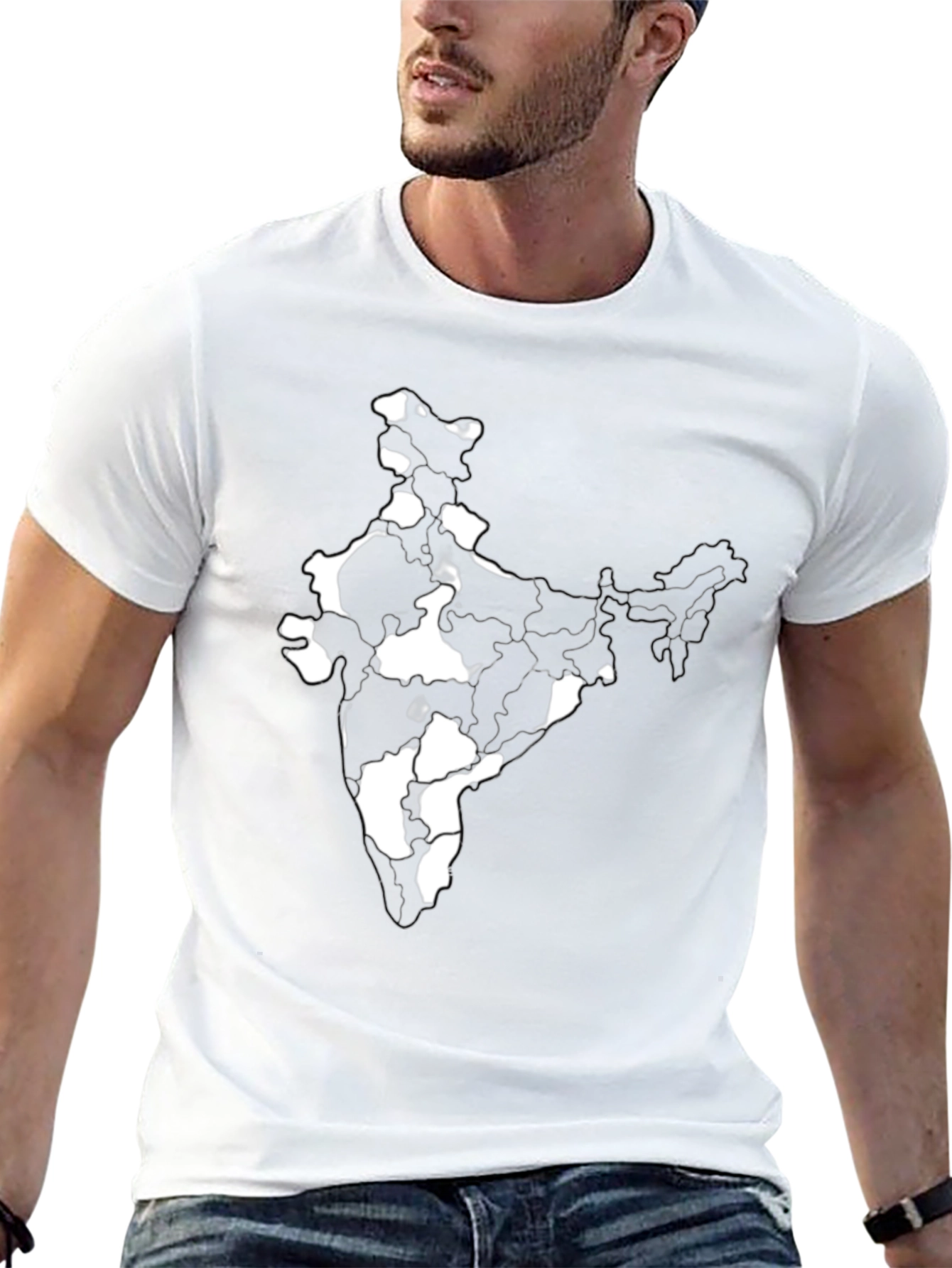 India Map Graphic Tee - Black Cotton T-Shirt