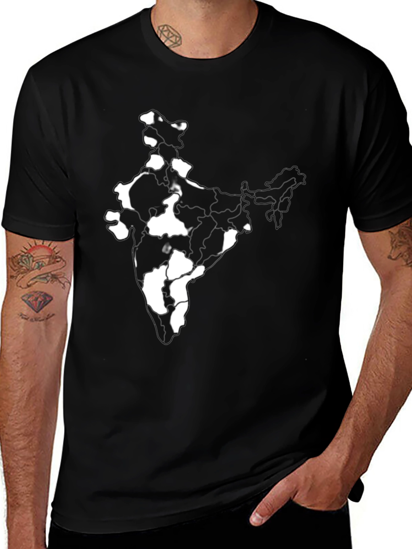 India Map Graphic Tee - Black Cotton T-Shirt