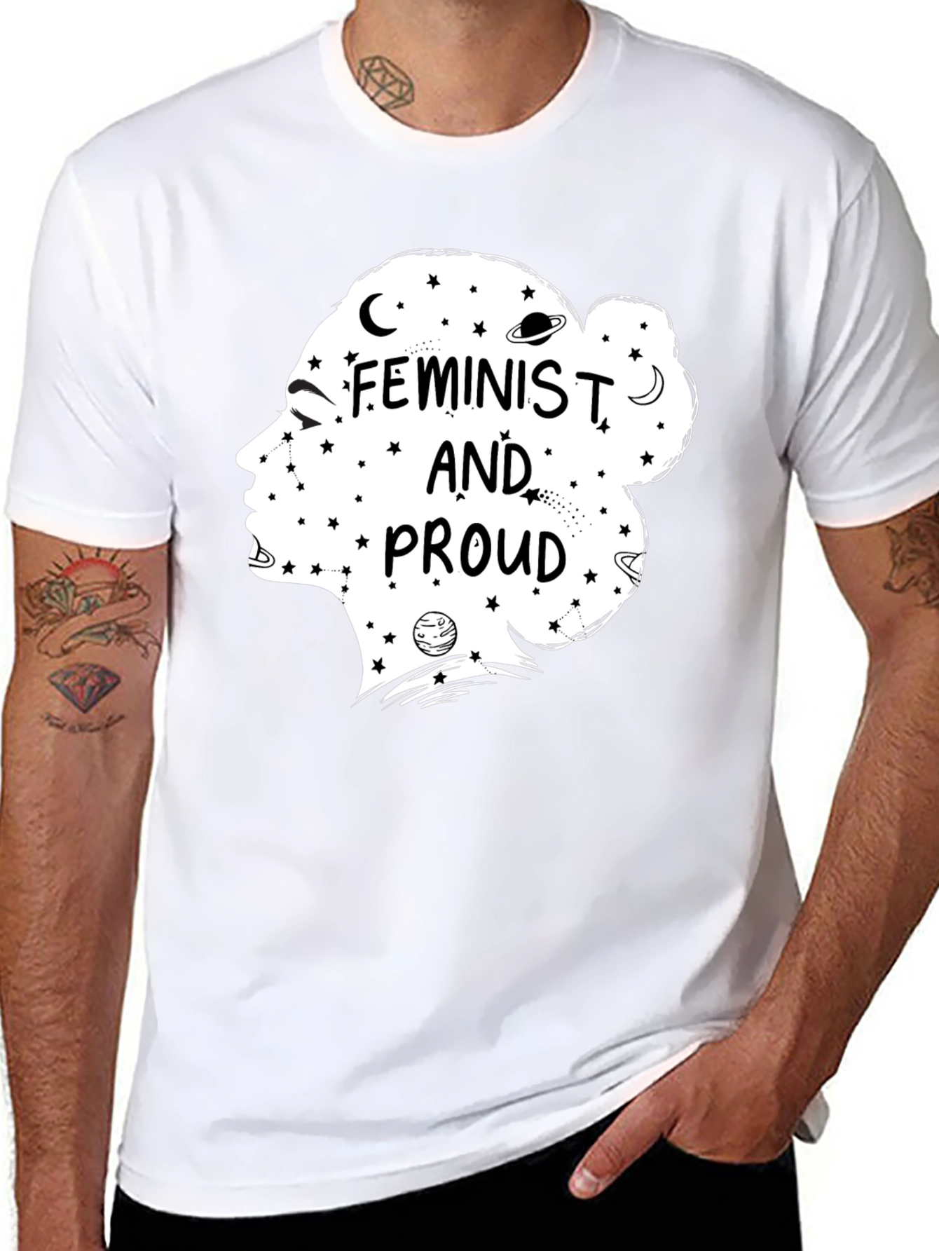 Feminist and Proud Graphic Tee - Black Cotton