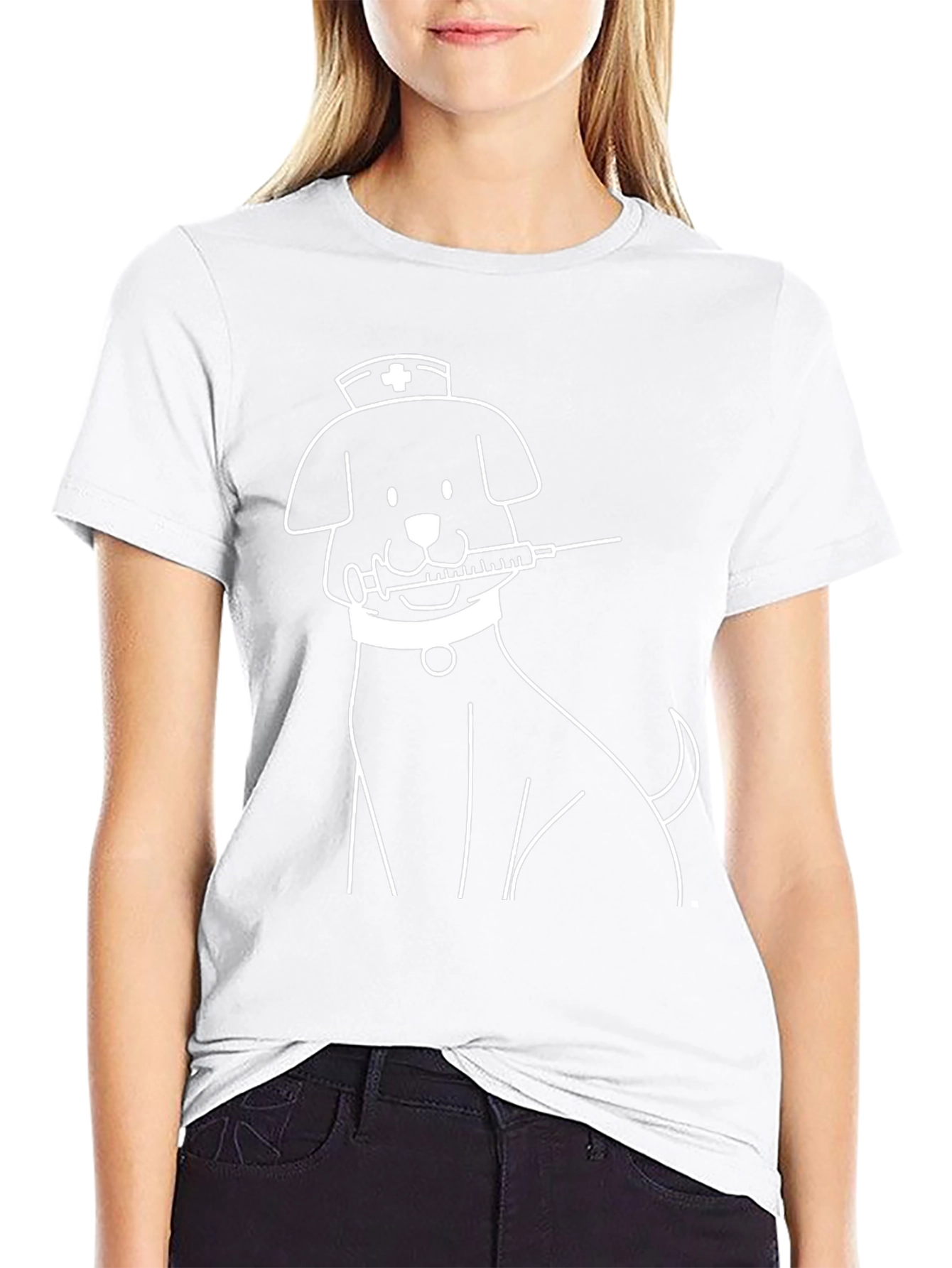 Nurse Dog T-Shirt - Cute Cartoon Graphic Tee