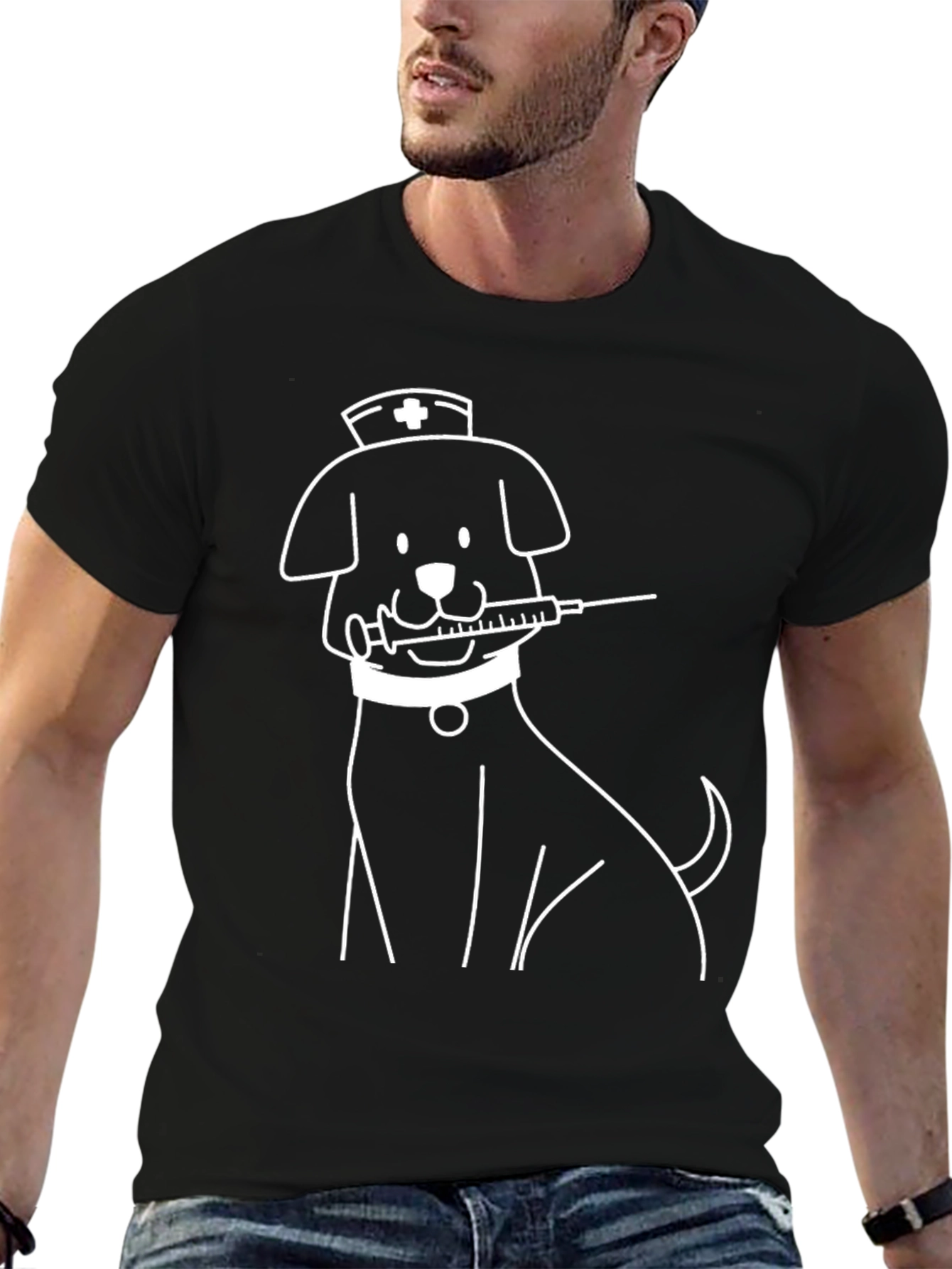Nurse Dog T-Shirt - Cute Cartoon Graphic Tee