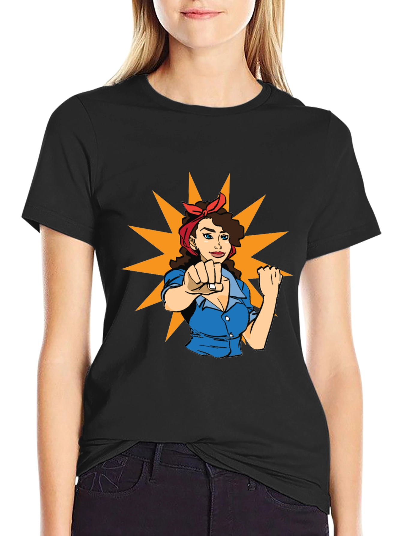 Rosie the Riveter Graphic T-Shirt - Black