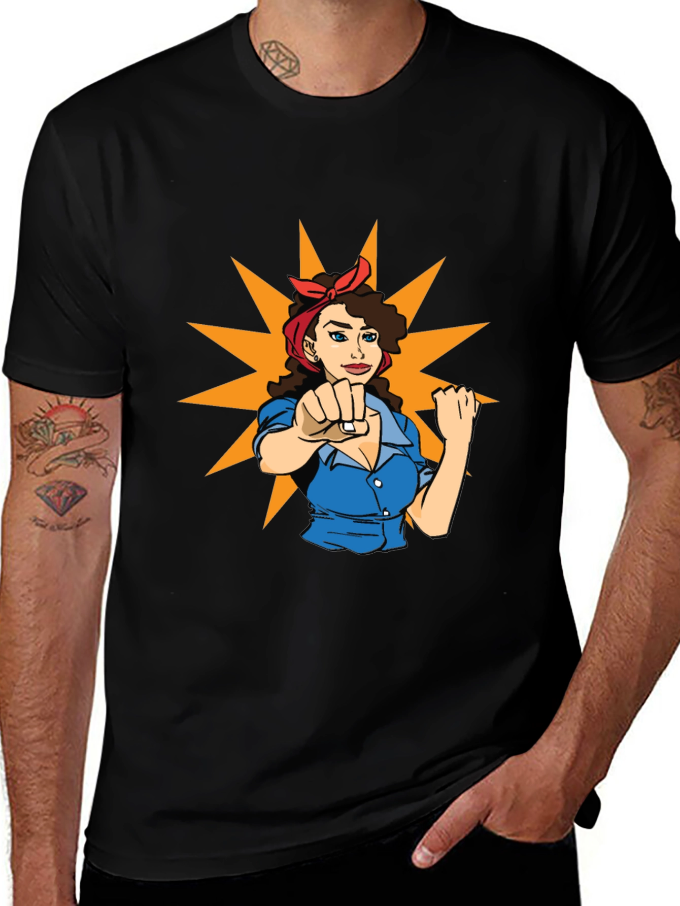 Rosie the Riveter Graphic T-Shirt - Black