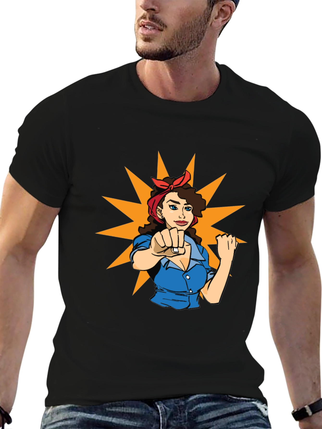 Rosie the Riveter Graphic T-Shirt - Black