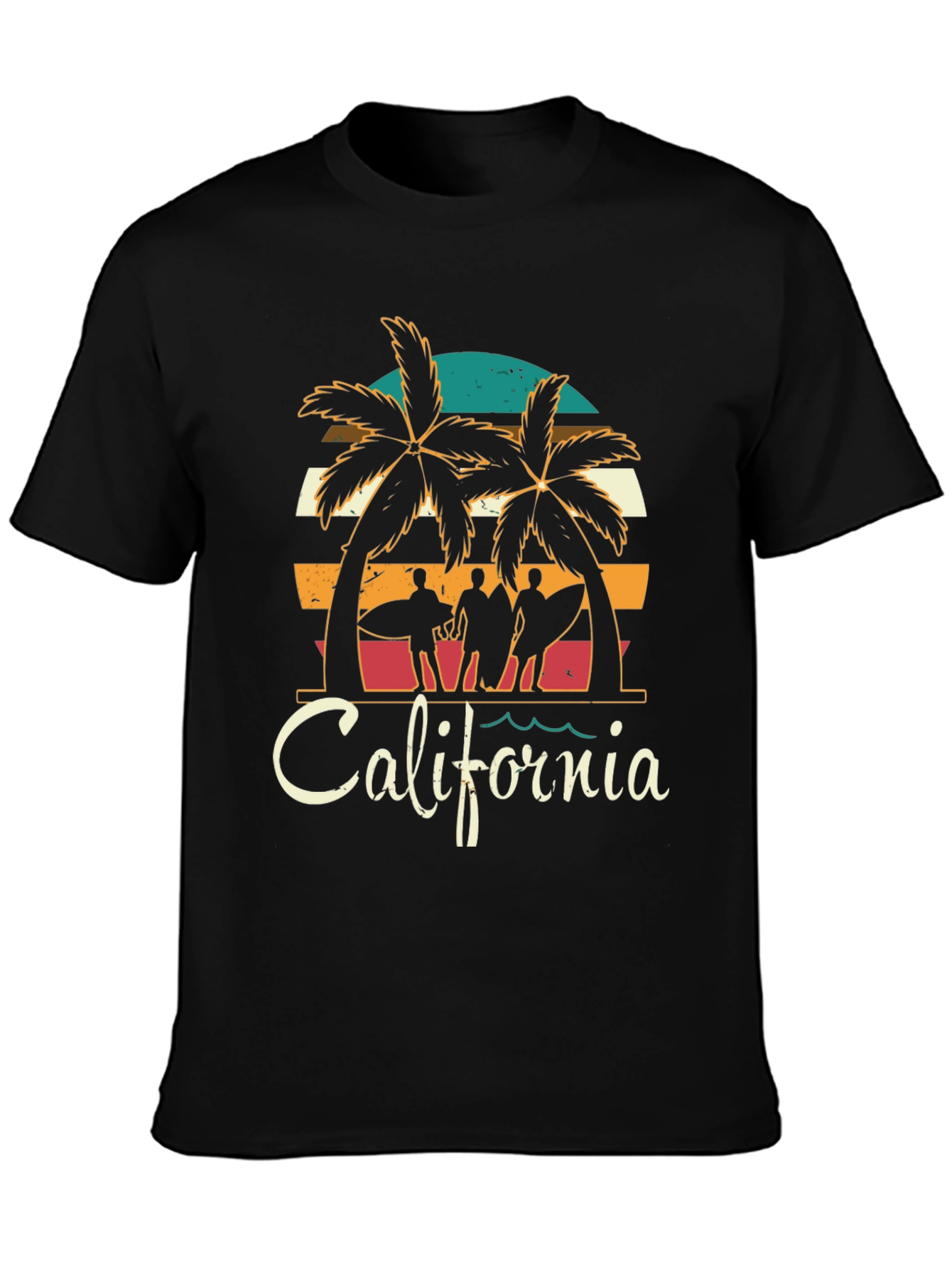 California Surfer T-Shirt - Retro Palm Tree Design