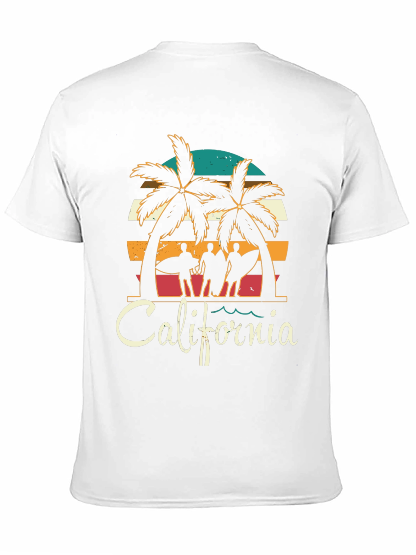 California Surfer T-Shirt - Retro Palm Tree Design