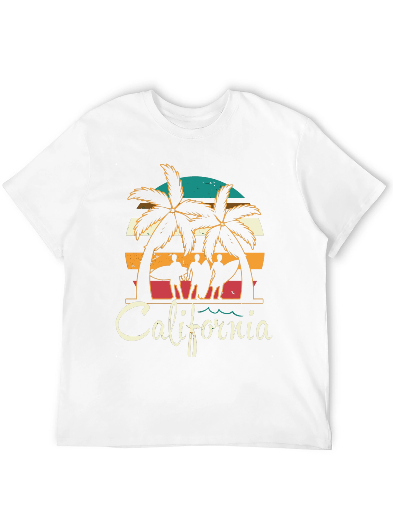 California Surfer T-Shirt - Retro Palm Tree Design