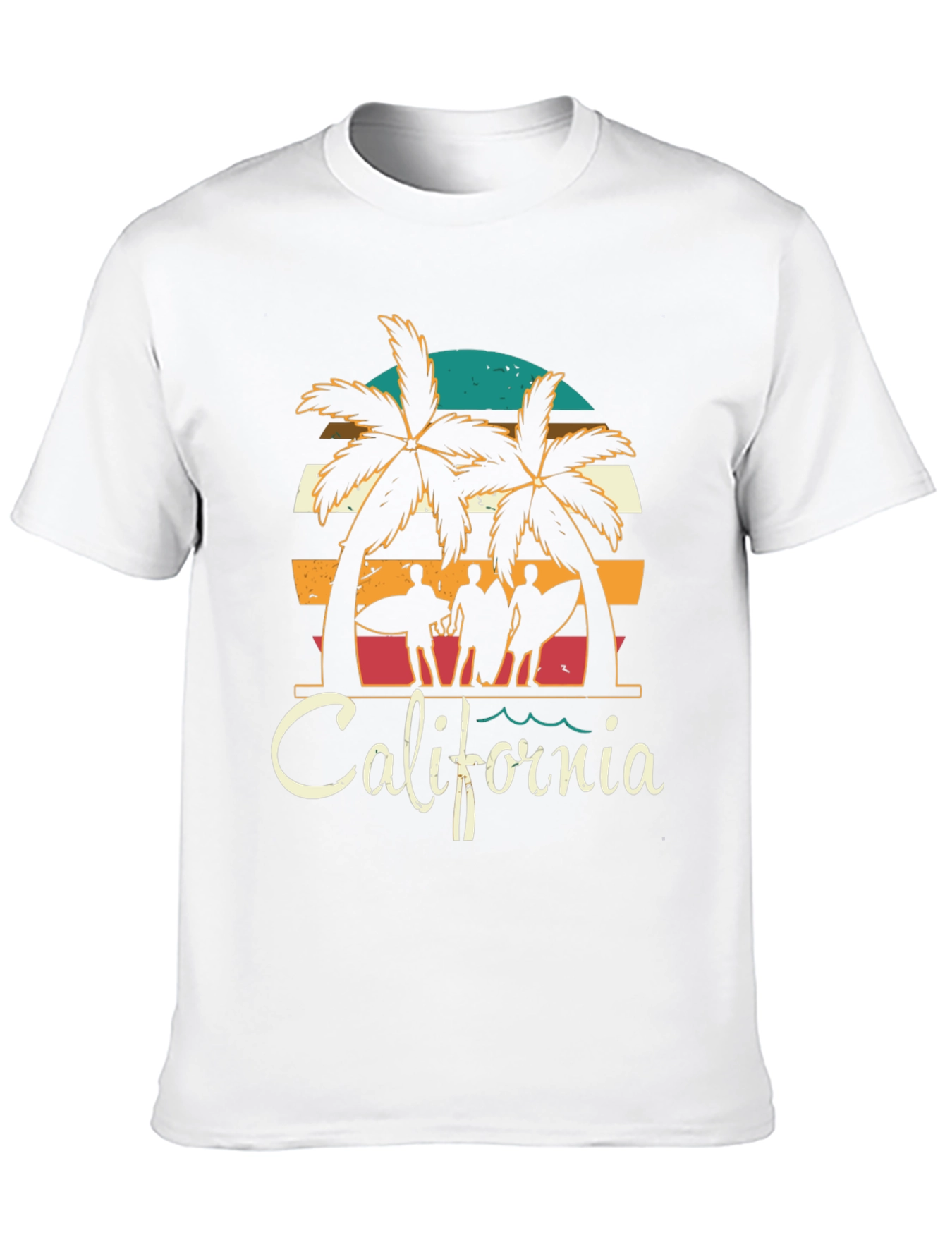 California Surfer T-Shirt - Retro Palm Tree Design