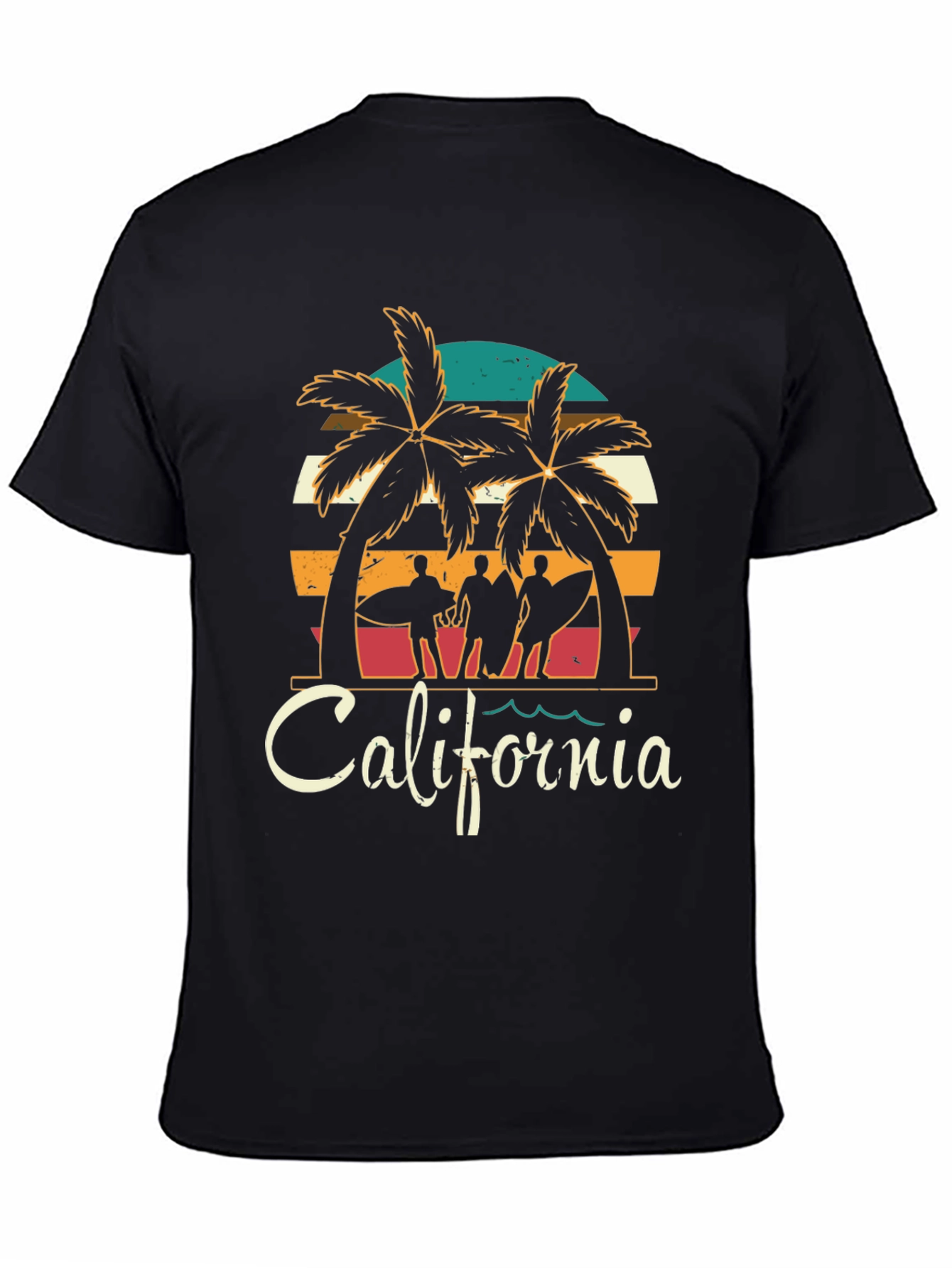 California Surfer T-Shirt - Retro Palm Tree Design
