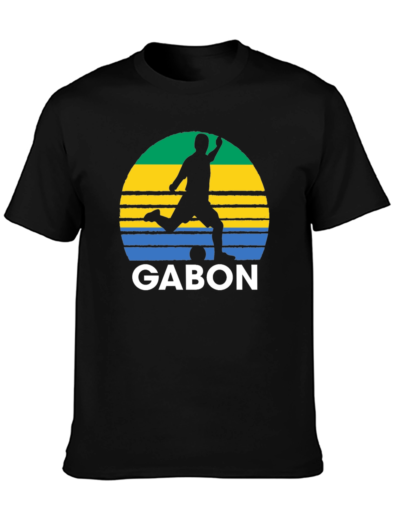 Gabon Soccer Silhouette T-Shirt - Black Graphic Tee