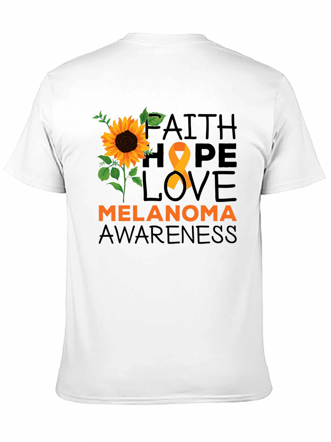 Melanoma Awareness T-Shirt Sunflower Hope Love Faith Ribbon