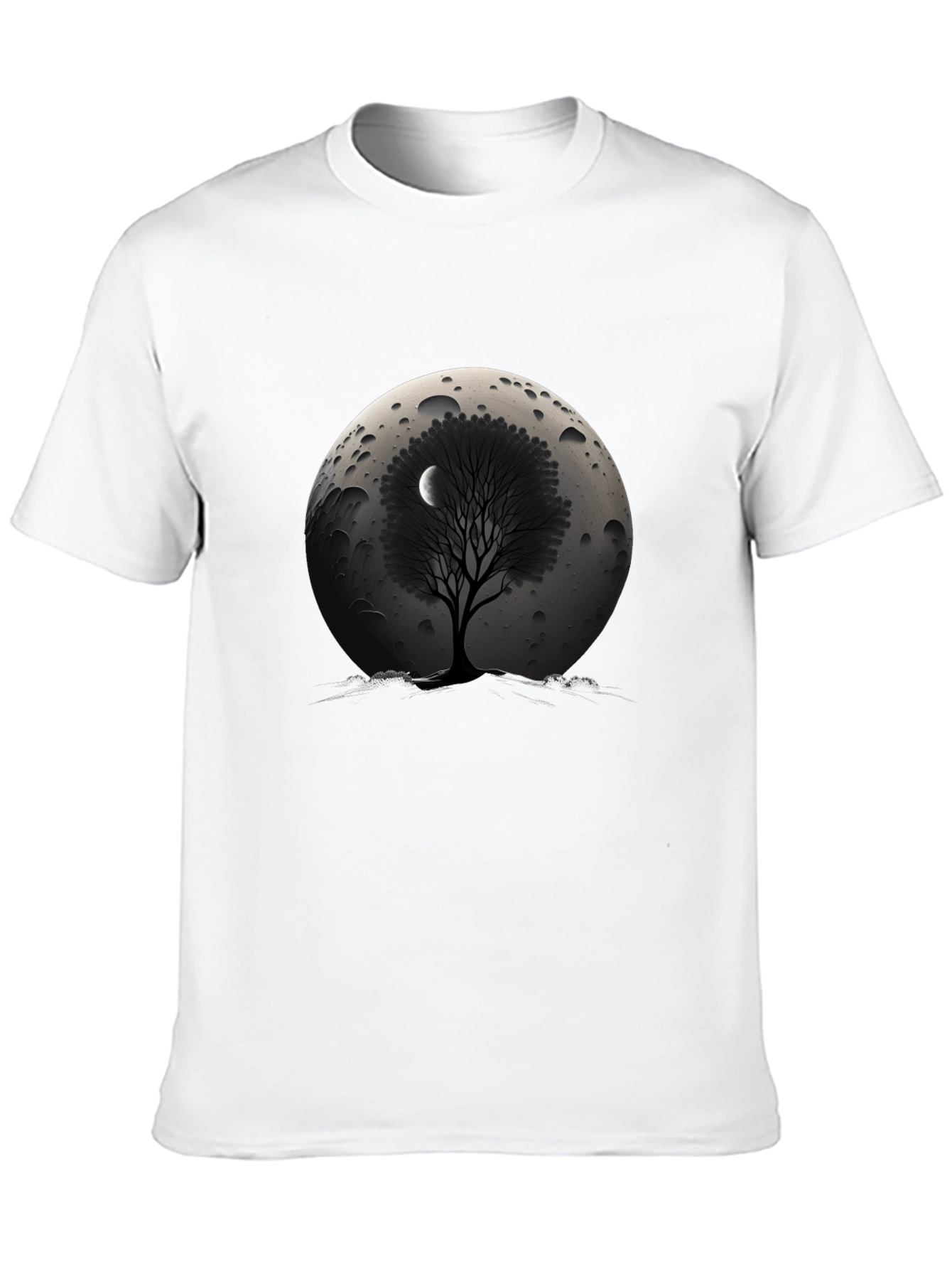 Lunar Tree Graphic T-Shirt - Stylish Black Tee