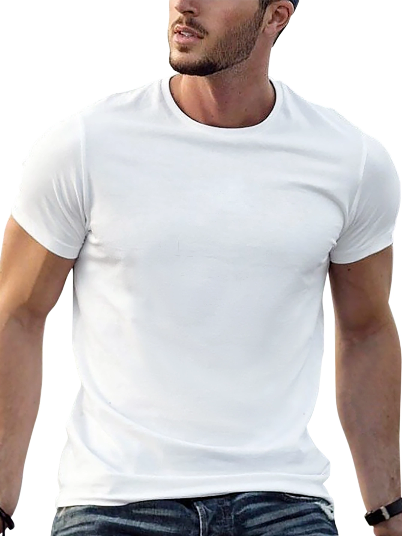 Mens Solid Black Crew Neck T-Shirt