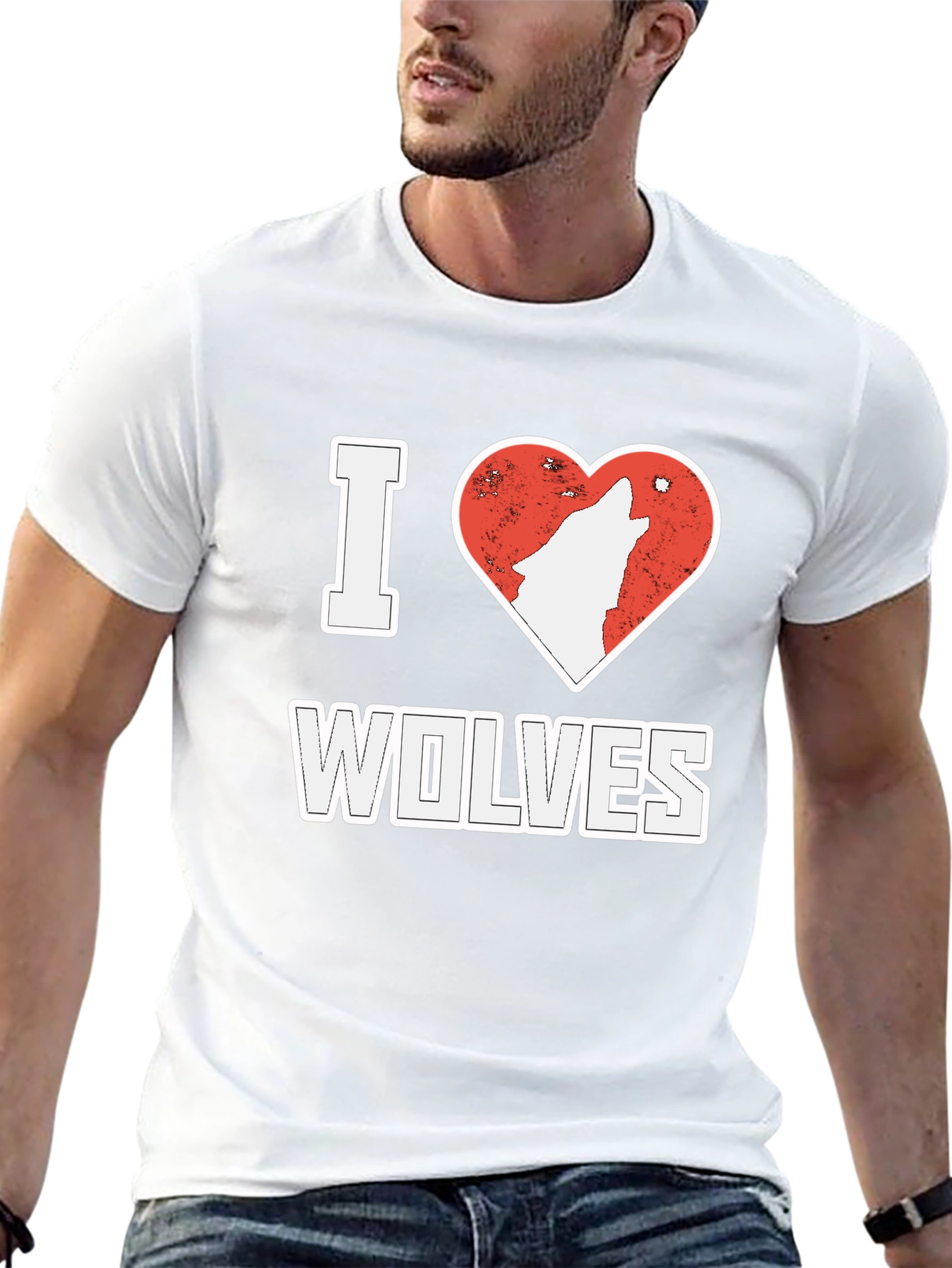 I Love Wolves T-Shirt Black