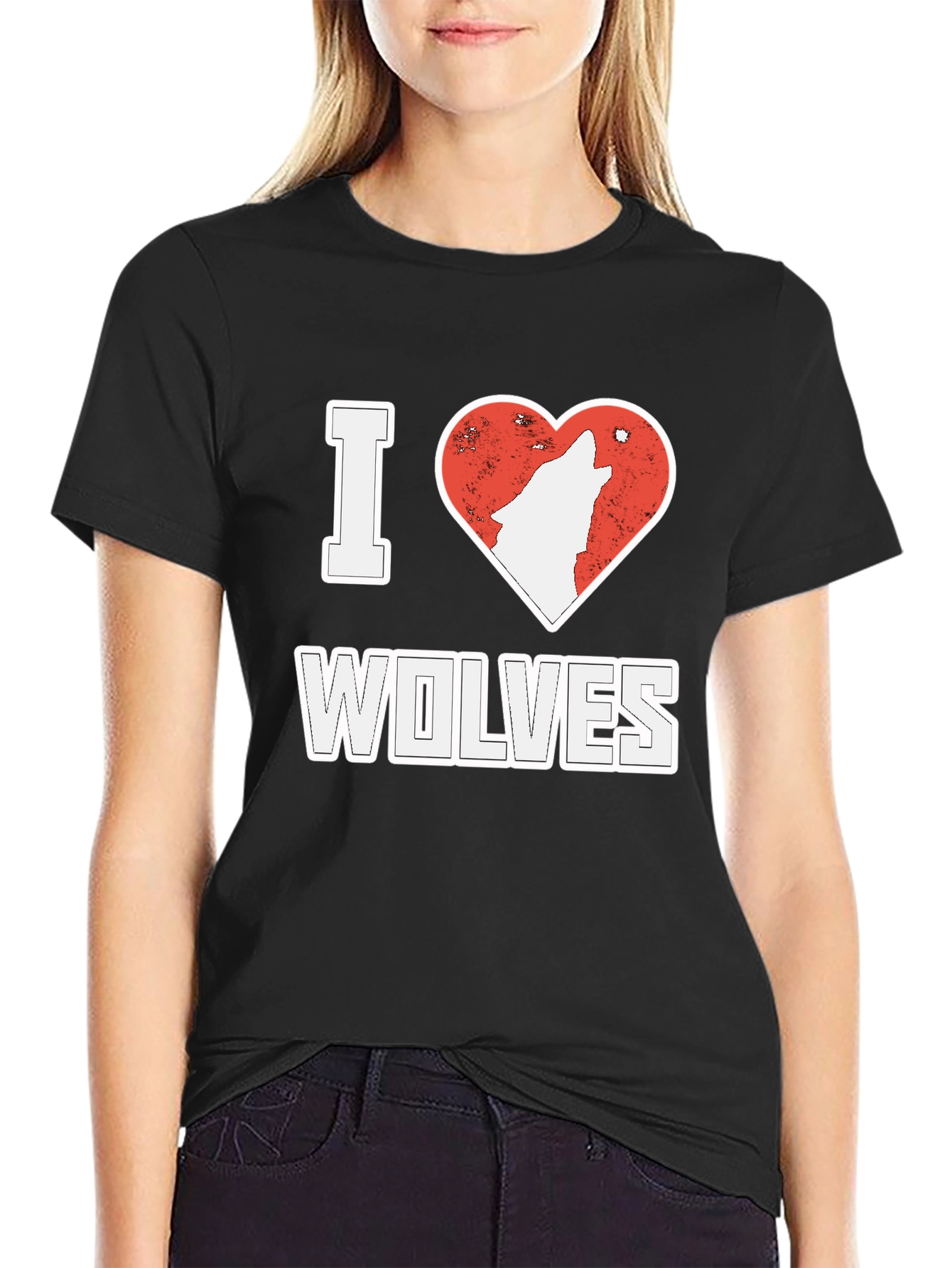 I Love Wolves T-Shirt Black