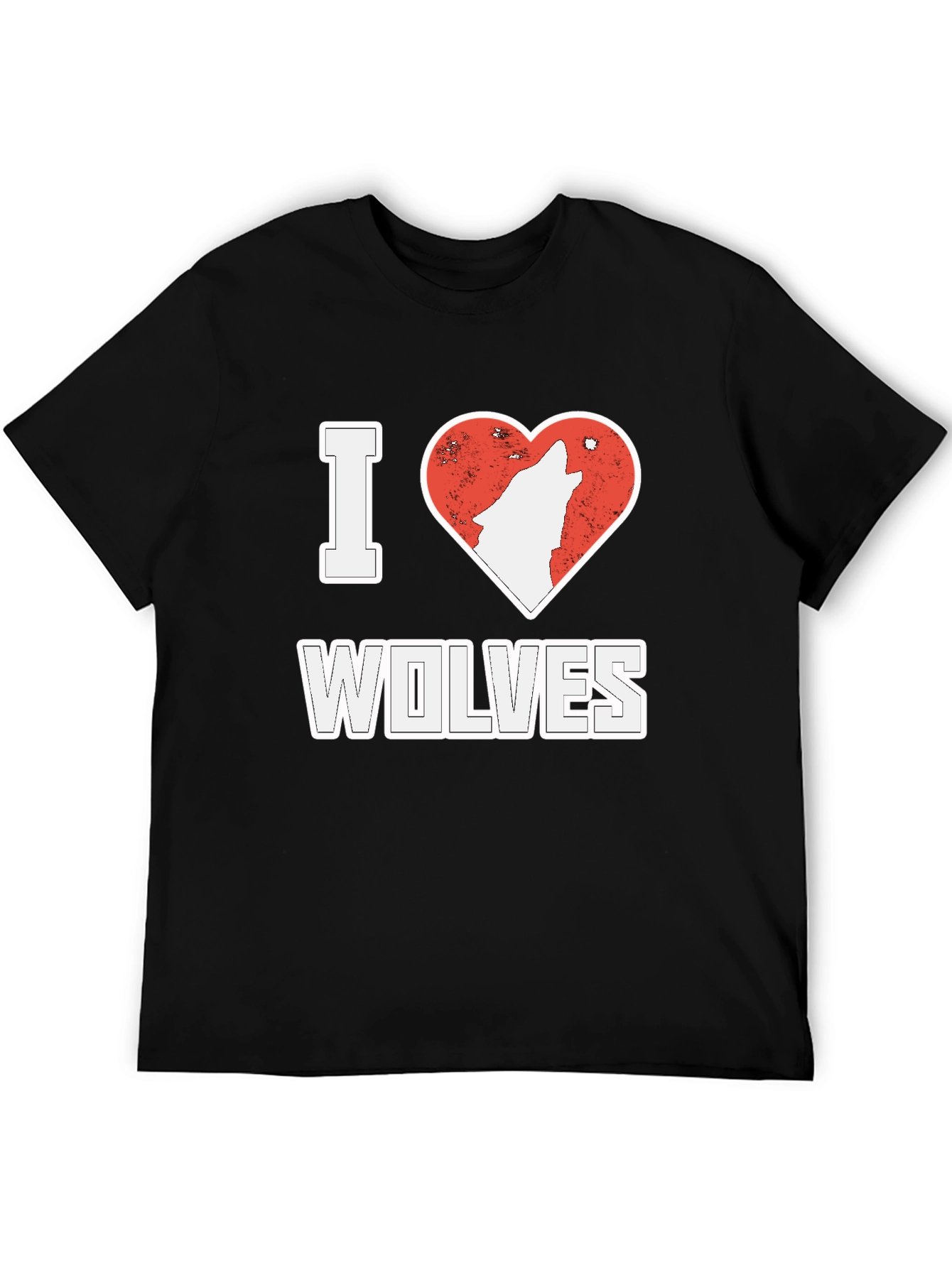 I Love Wolves T-Shirt Black