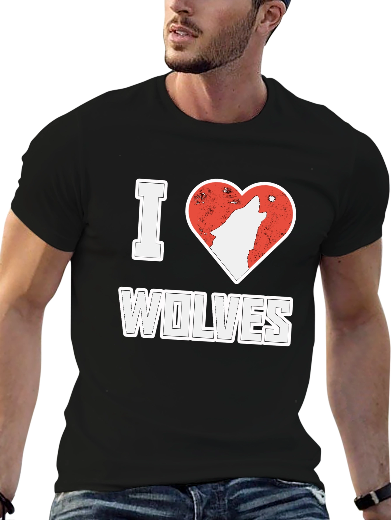 I Love Wolves T-Shirt Black
