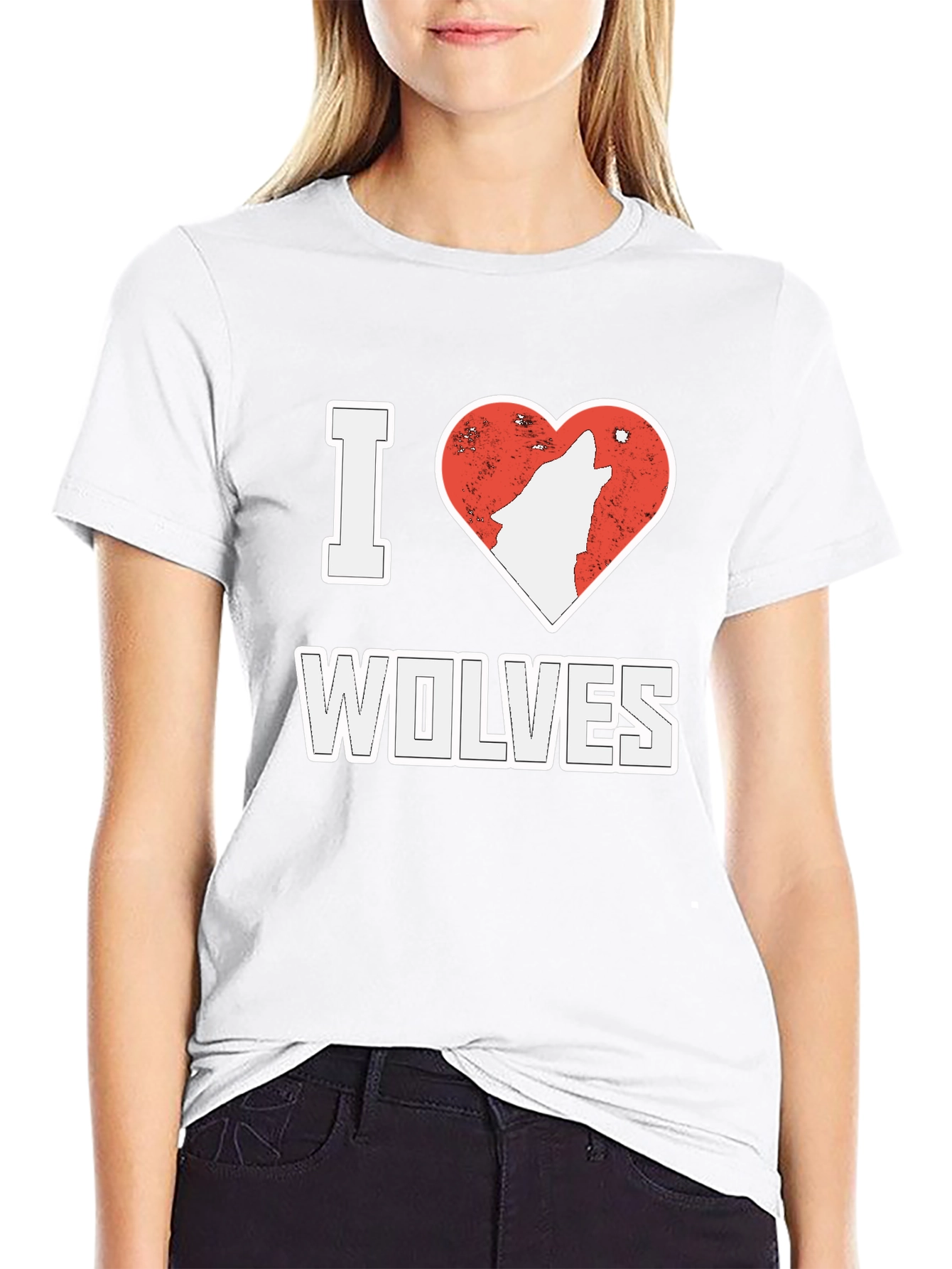 I Love Wolves T-Shirt Black