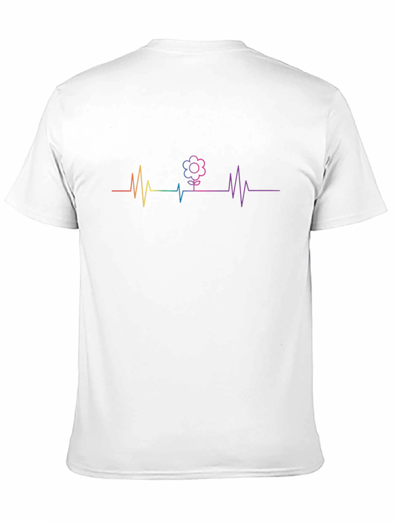 Rainbow Heartbeat Flower Graphic T-Shirt