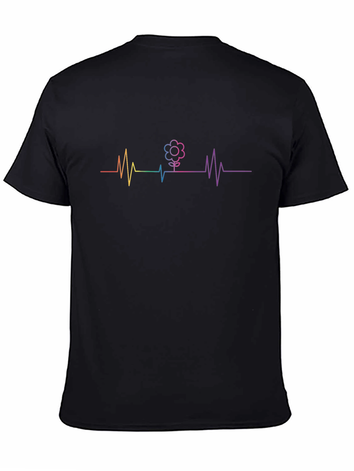 Rainbow Heartbeat Flower Graphic T-Shirt