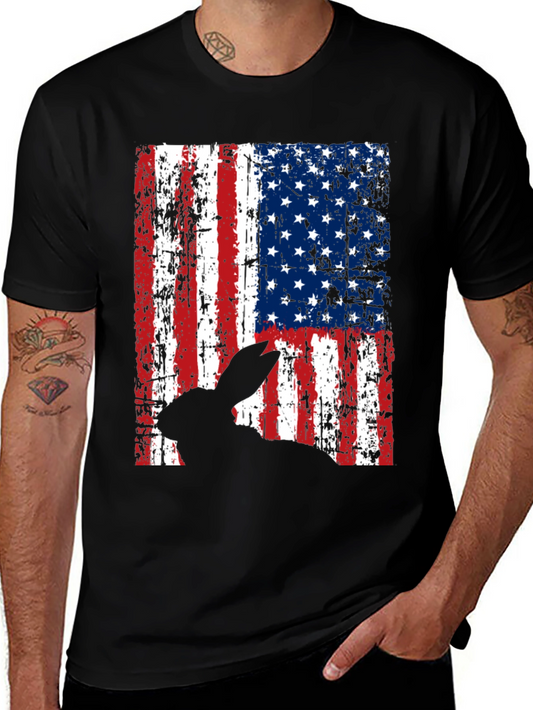 Rabbit American Flag Graphic T-Shirt