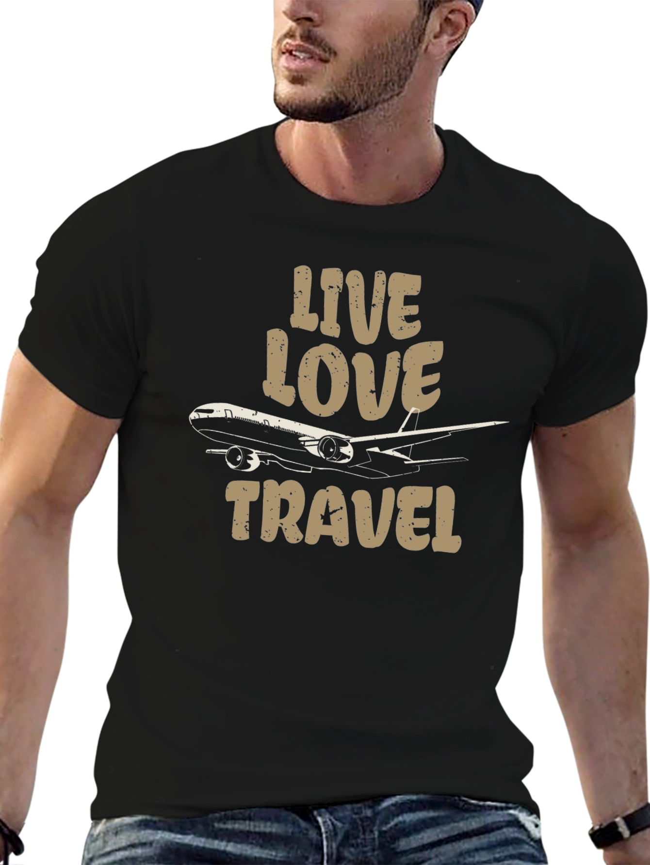 Live Love Travel T-Shirt - Airplane Design