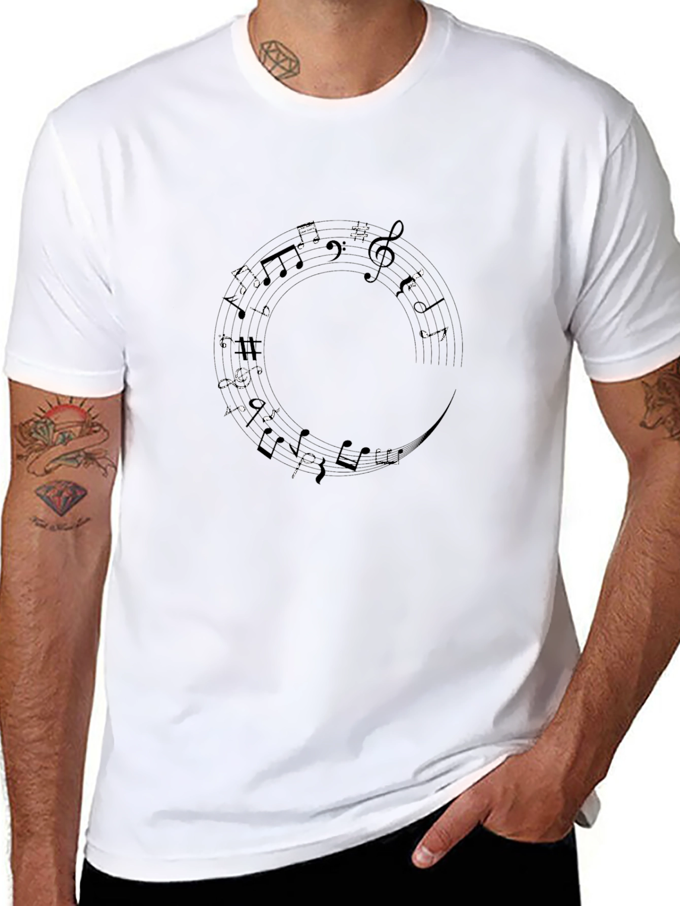 Musical Note Circle Black T-Shirt - Soft Cotton Tee