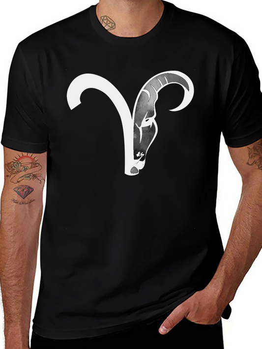 Aries Zodiac Ram Graphic Tee - Black Cotton Comfort