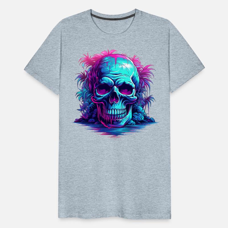 skull with tree neon light