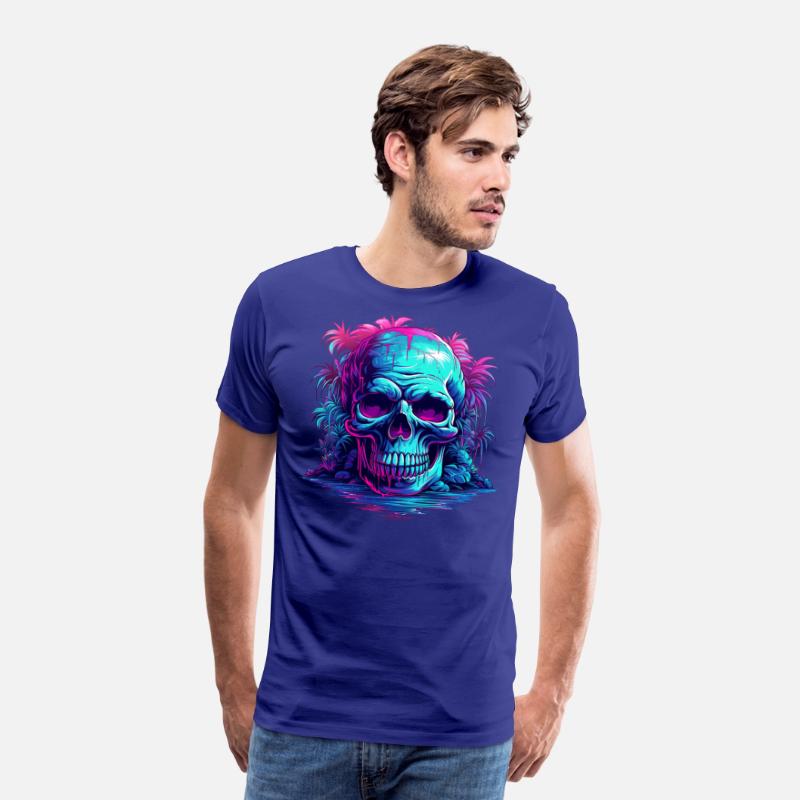 skull with tree neon light
