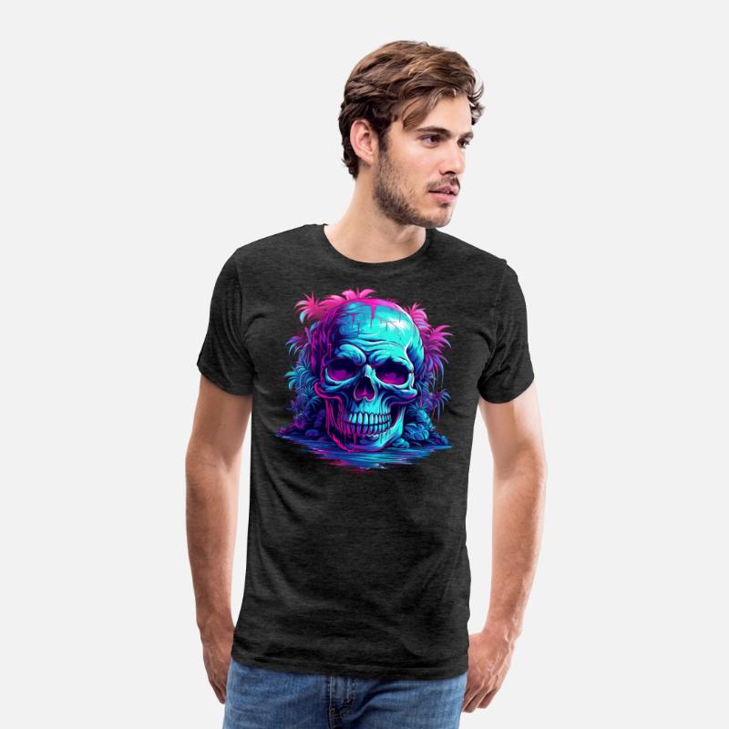skull with tree neon light