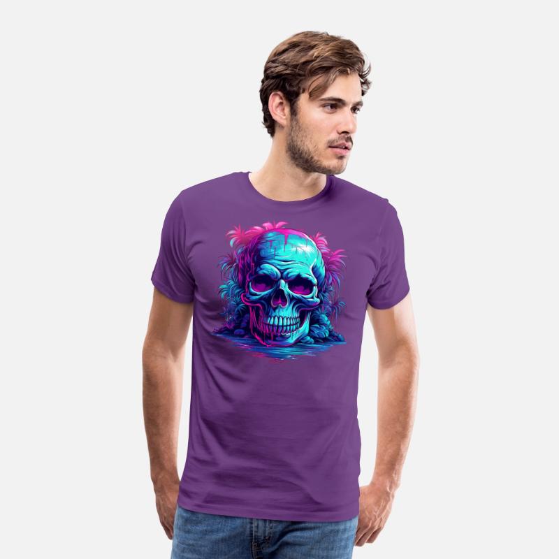 skull with tree neon light