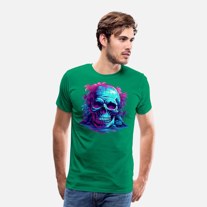 skull with tree neon light