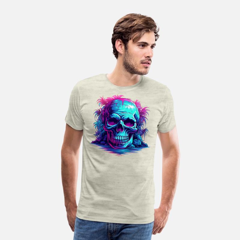 skull with tree neon light