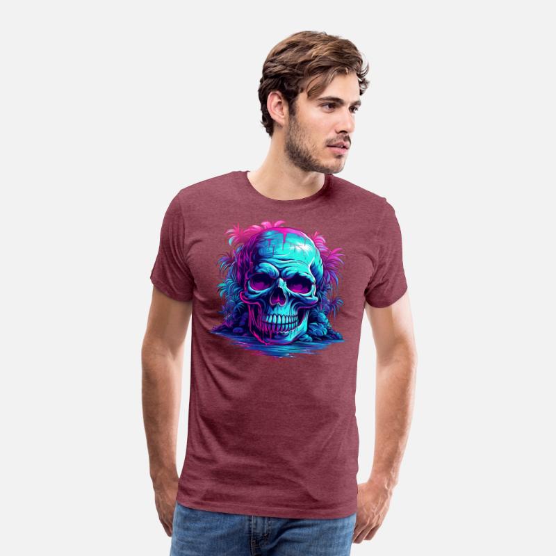 skull with tree neon light