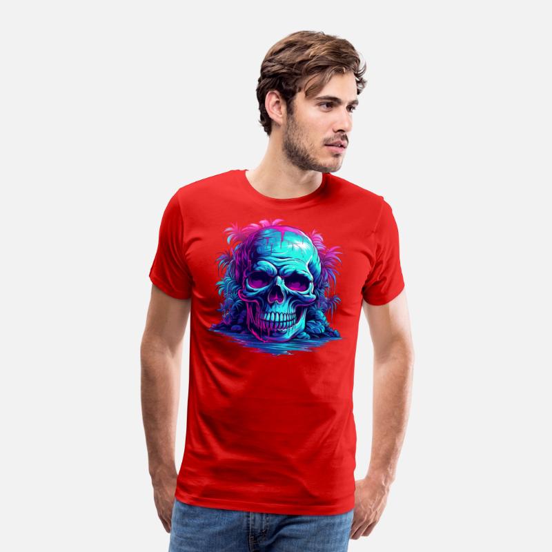 skull with tree neon light