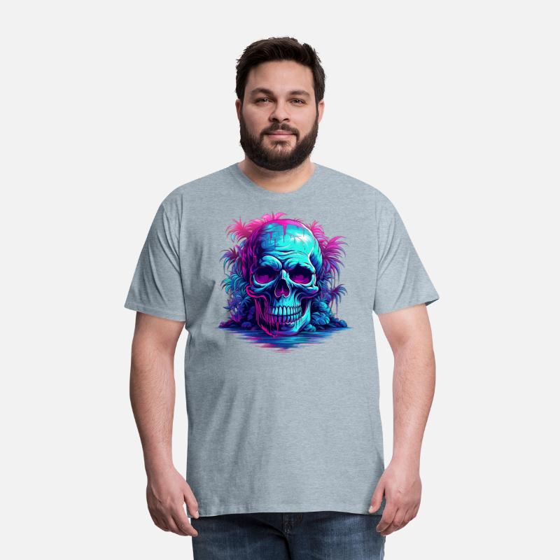 skull with tree neon light