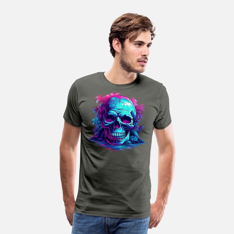 skull with tree neon light