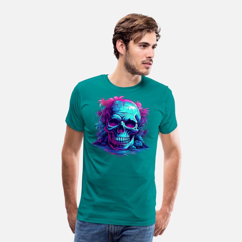 skull with tree neon light