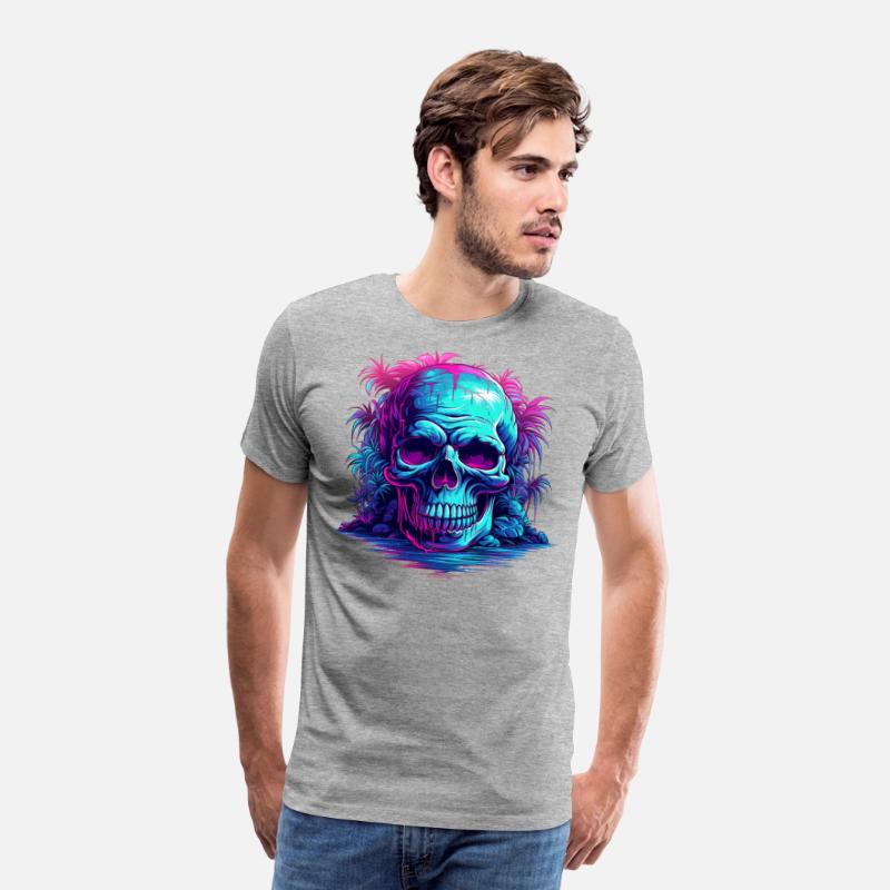 skull with tree neon light