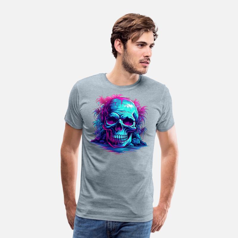 skull with tree neon light