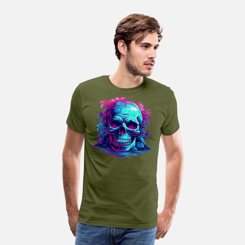 skull with tree neon light