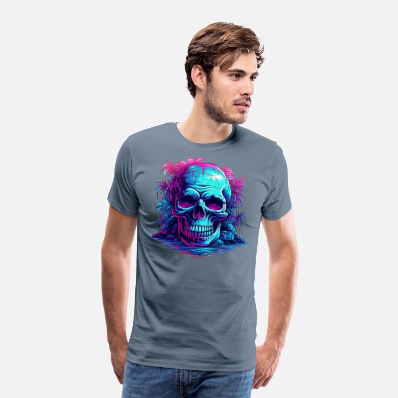 skull with tree neon light