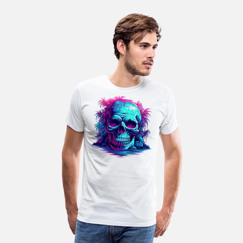 skull with tree neon light