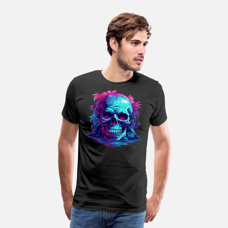 skull with tree neon light